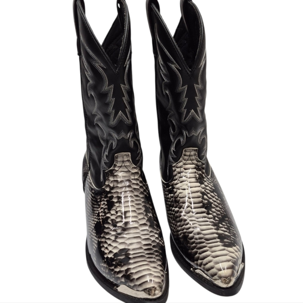 Laredo Monty Western Boots Men's 11D Faux Leather Black Grey